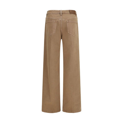 Brown Cotton Straight-Leg Jeans
