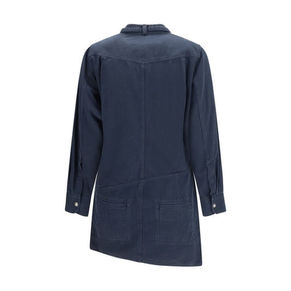 Blue Cotton Casual Dress