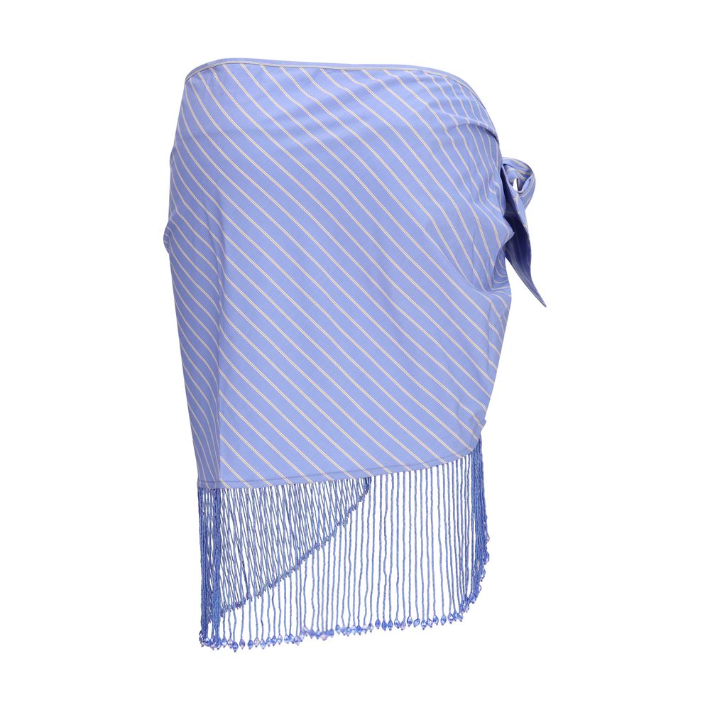 Blue Cotton Midi Skirt