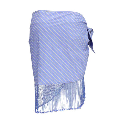 Blue Cotton Midi Skirt