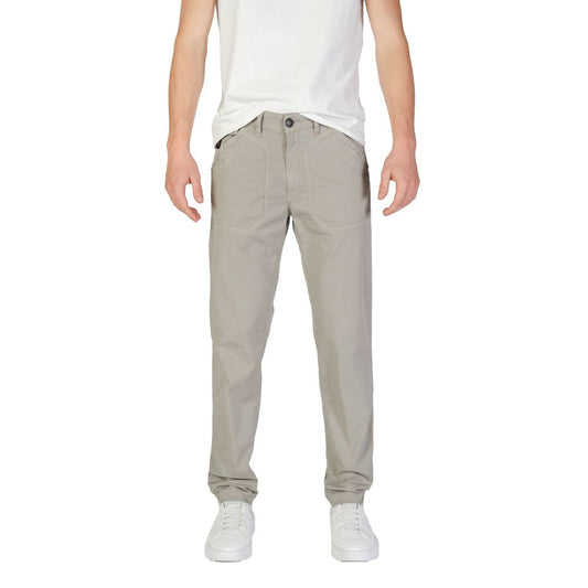 Gray Cotton Casual Pants
