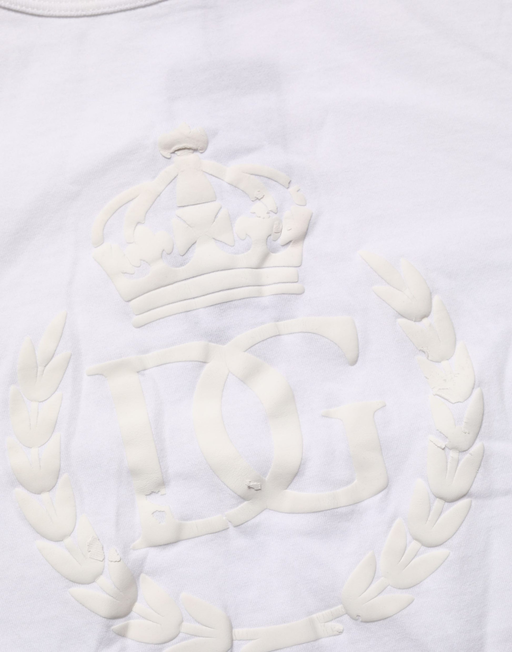 White Cotton DG Crown Embossed Men T-shirt