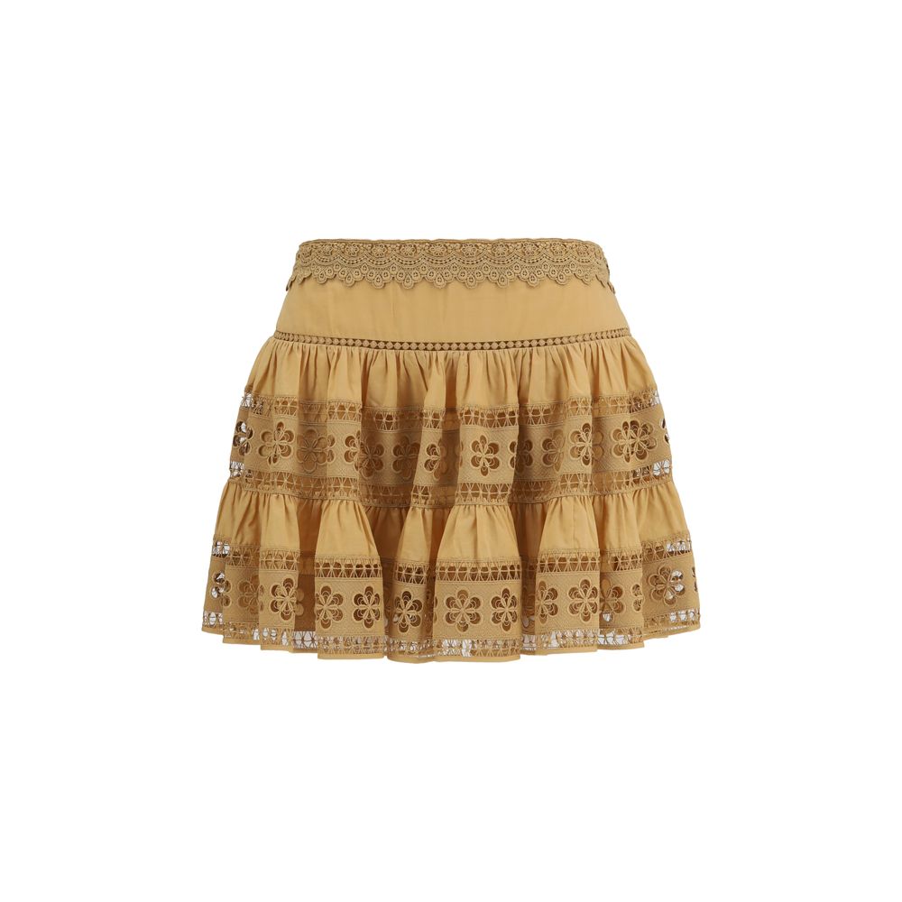 Brown Cotton Mini Skirt