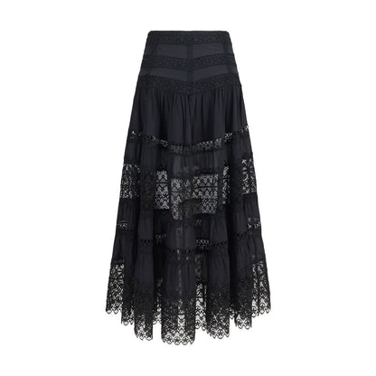 Black Cotton Long Skirt