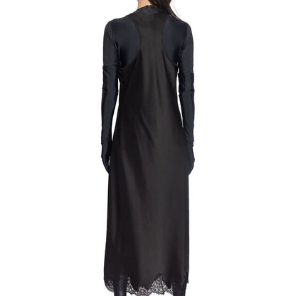 Black Acetate Casual Dress