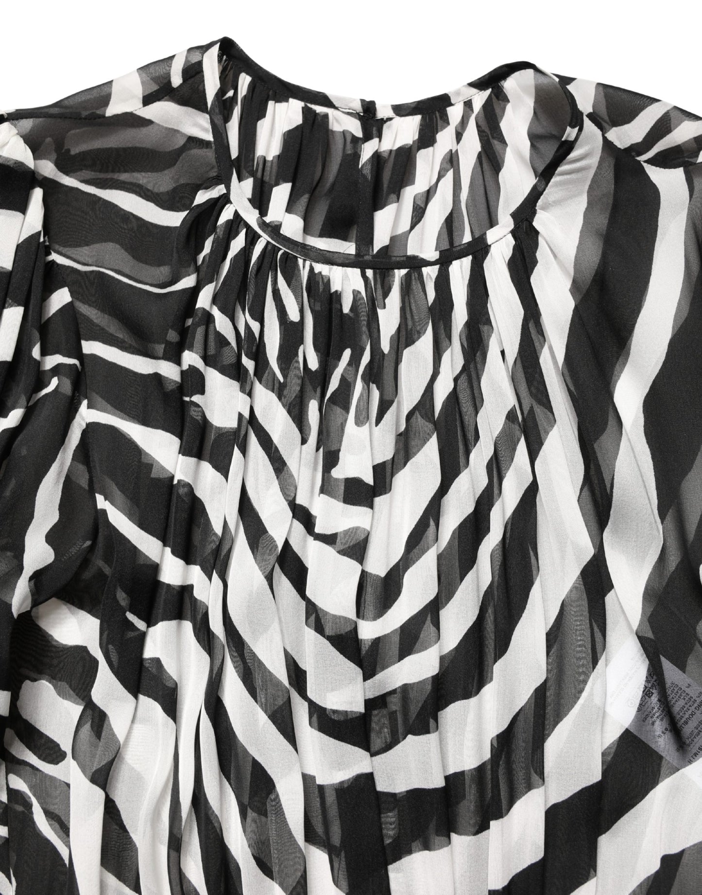 Black White Zebra Puff Sleeves Mini Dress