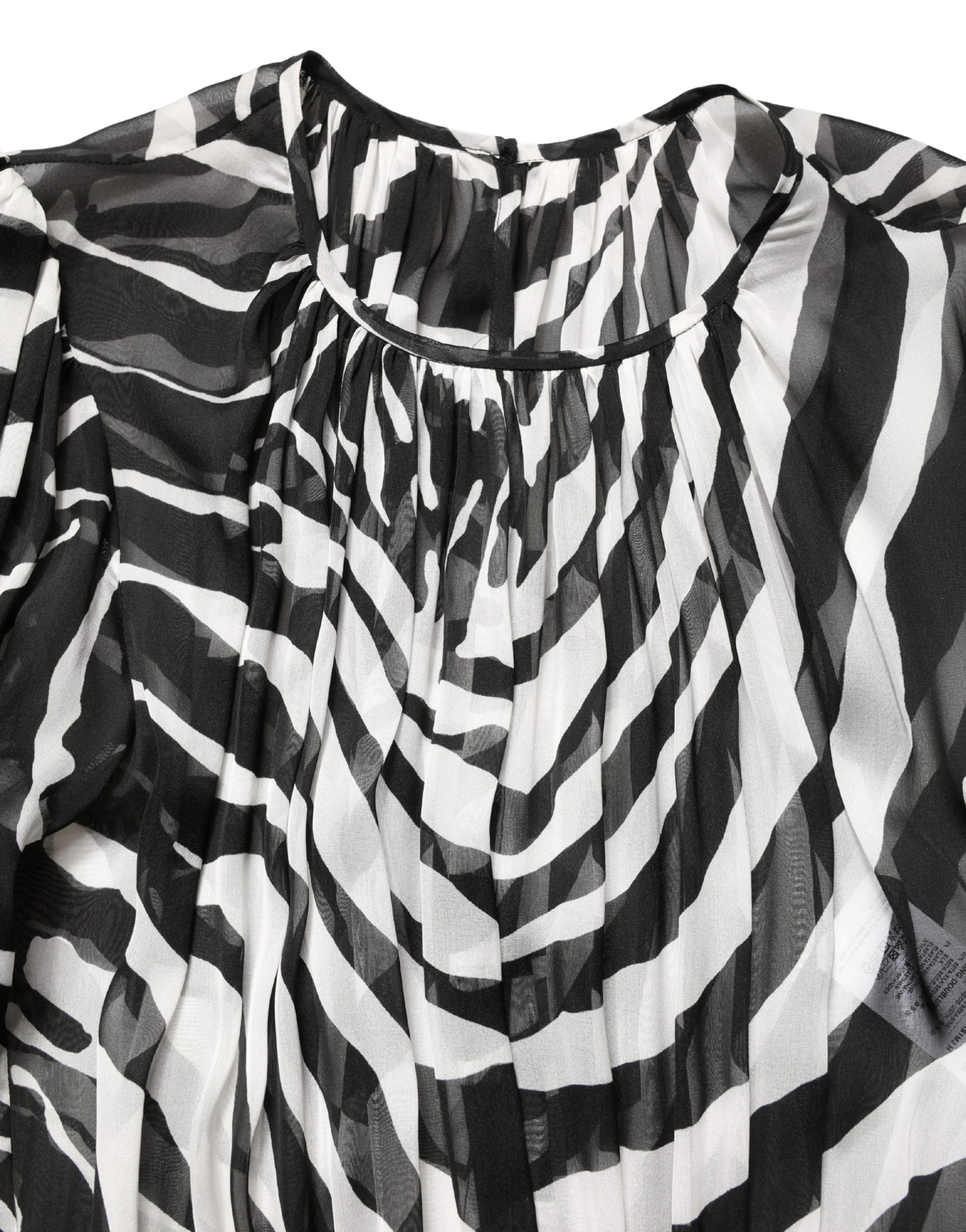 Black White Zebra Puff Sleeves Mini Dress