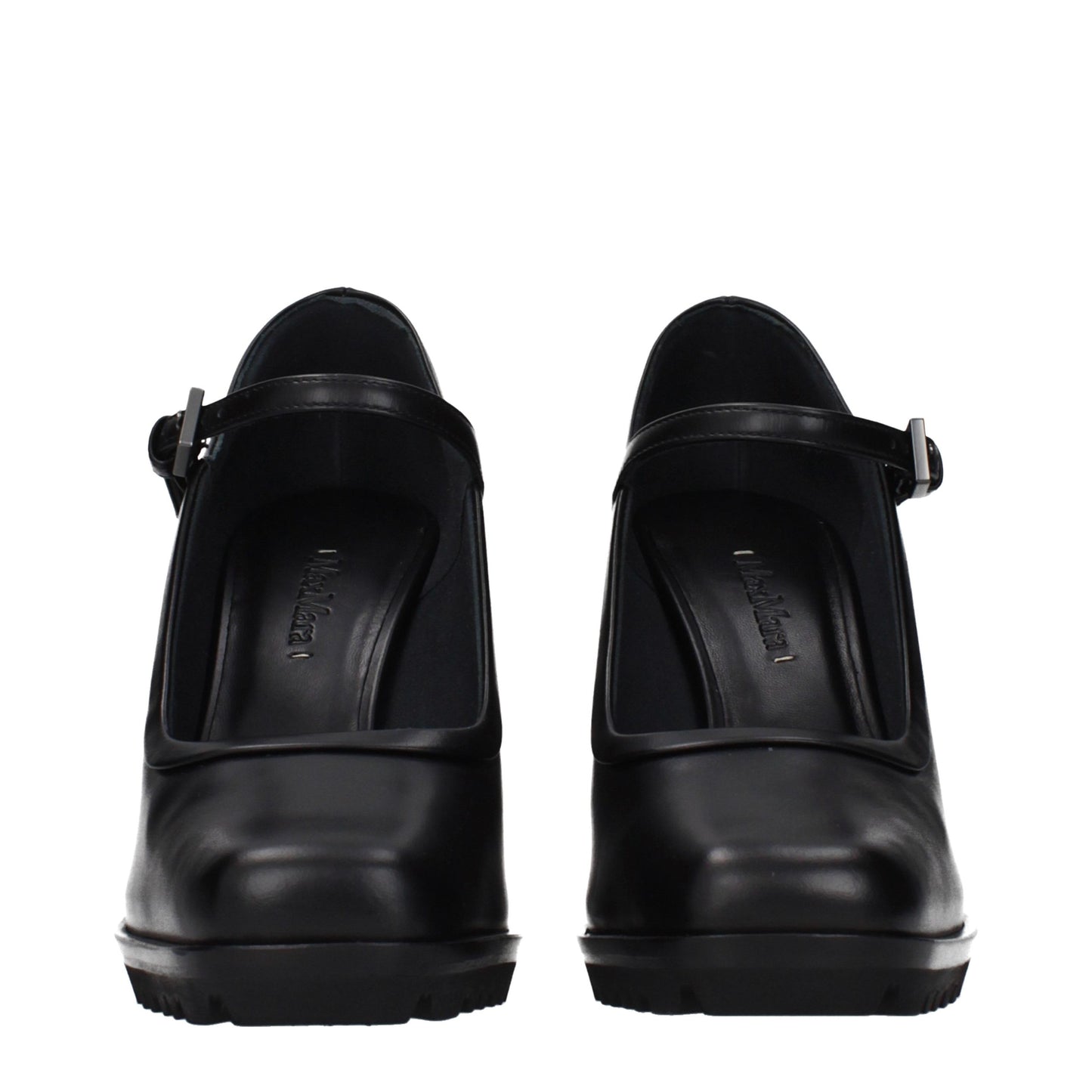 Black Leather High Heel Pumps