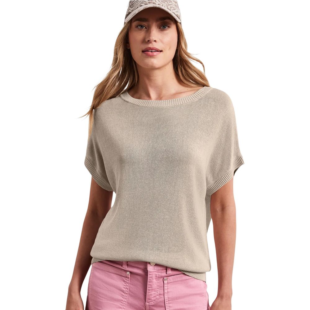 Beige Viscose Sleeveles Sweater