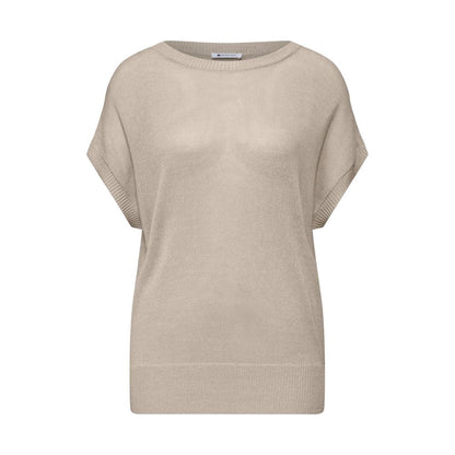 Beige Viscose Sleeveles Sweater