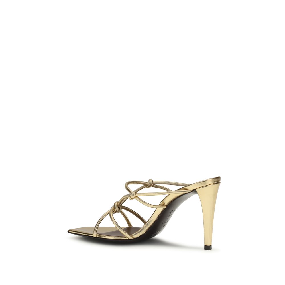 Gold Calf Leather Bos Taurus Stiletto Heel Sandals