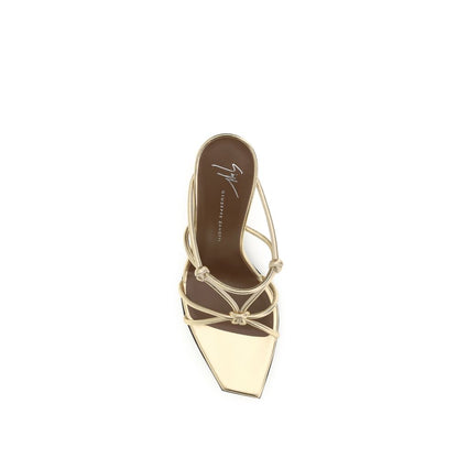 Gold Calf Leather Bos Taurus Stiletto Heel Sandals