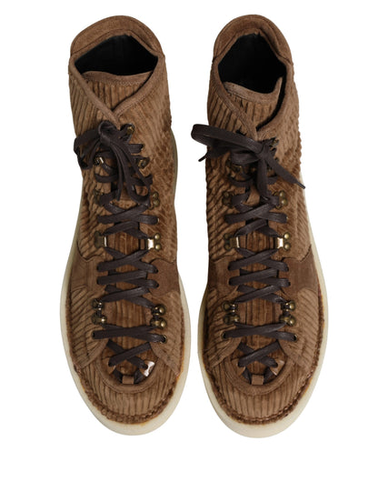 Brown Corduroy High Top Oxford Boots
