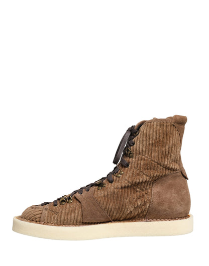 Brown Corduroy High Top Oxford Boots