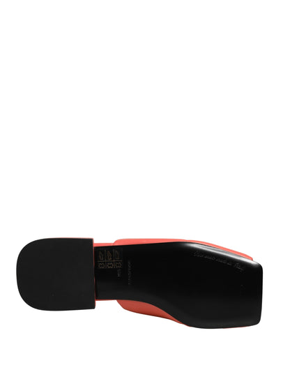 Orange DG Logo Leather Flats Sandals Shoes