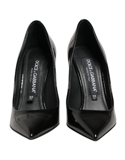 Black Calf Leather Stiletto Heels Pumps Shoes