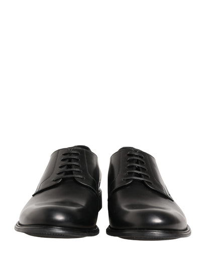 Black Calfskin Leather Derby Men Dress Shoes