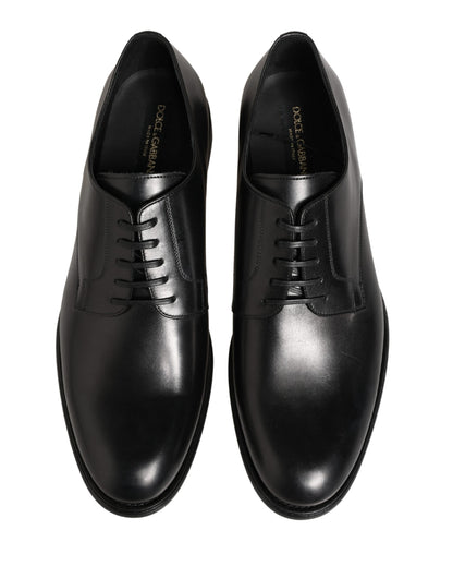 Black Calfskin Leather Derby Men Dress Shoes