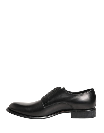 Black Calfskin Leather Derby Men Dress Shoes