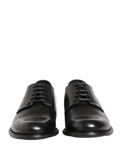 Black Calfskin Leather Derby Men Dress Shoes