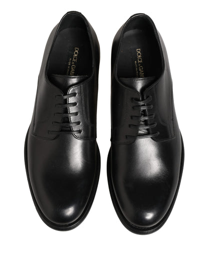 Black Calfskin Leather Derby Men Dress Shoes