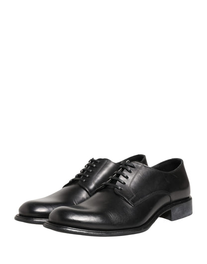 Black Calfskin Leather Derby Men Dress Shoes