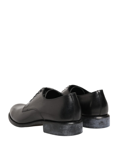 Black Calfskin Leather Derby Men Dress Shoes