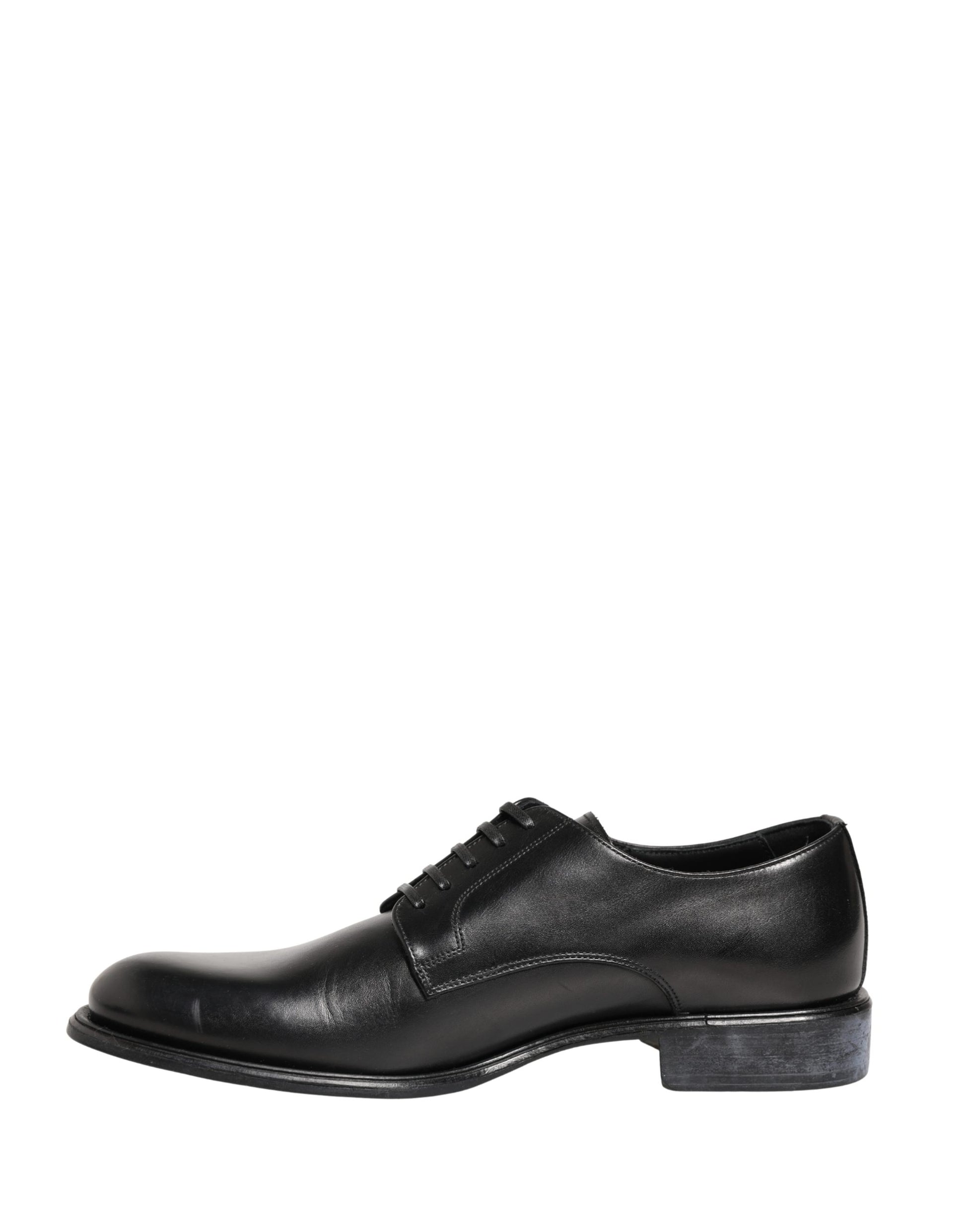 Black Calfskin Leather Derby Men Dress Shoes
