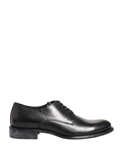 Black Calfskin Leather Derby Men Dress Shoes
