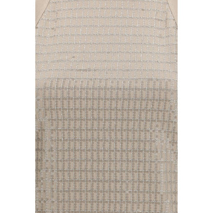 Beige Cotton Sleeveles T-Shirt
