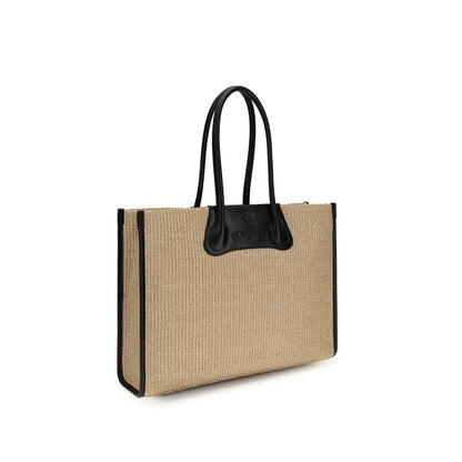 Beige Raffia Shoulder Bag