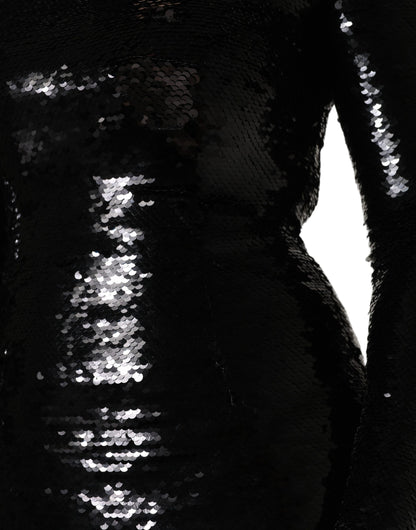 Black Bodycon Mermaid Sequinned Gown Dress