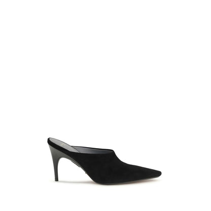 Black Suede Leather Mules