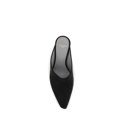Black Suede Leather Mules
