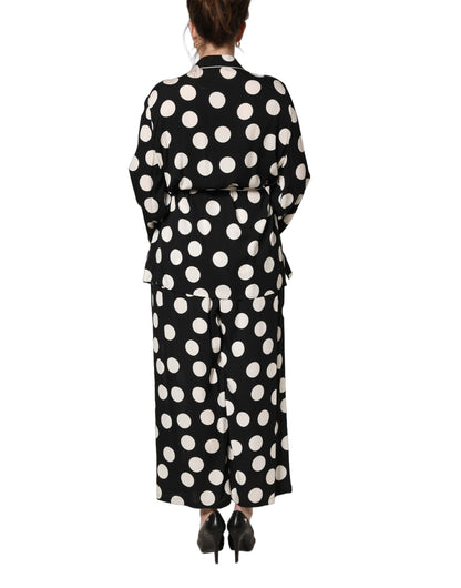 Black White Polka Dot Pajama 2 Piece Set Sleepwear