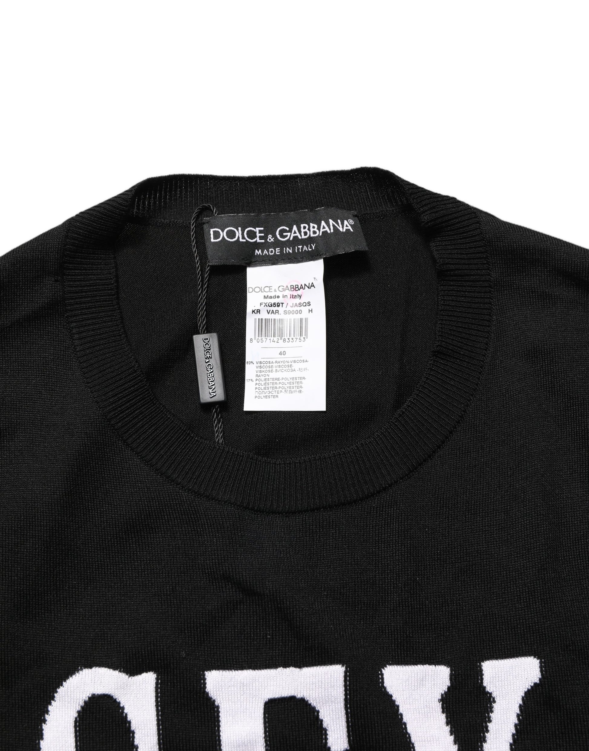 Black Graphic Print Long-Sleeved Top