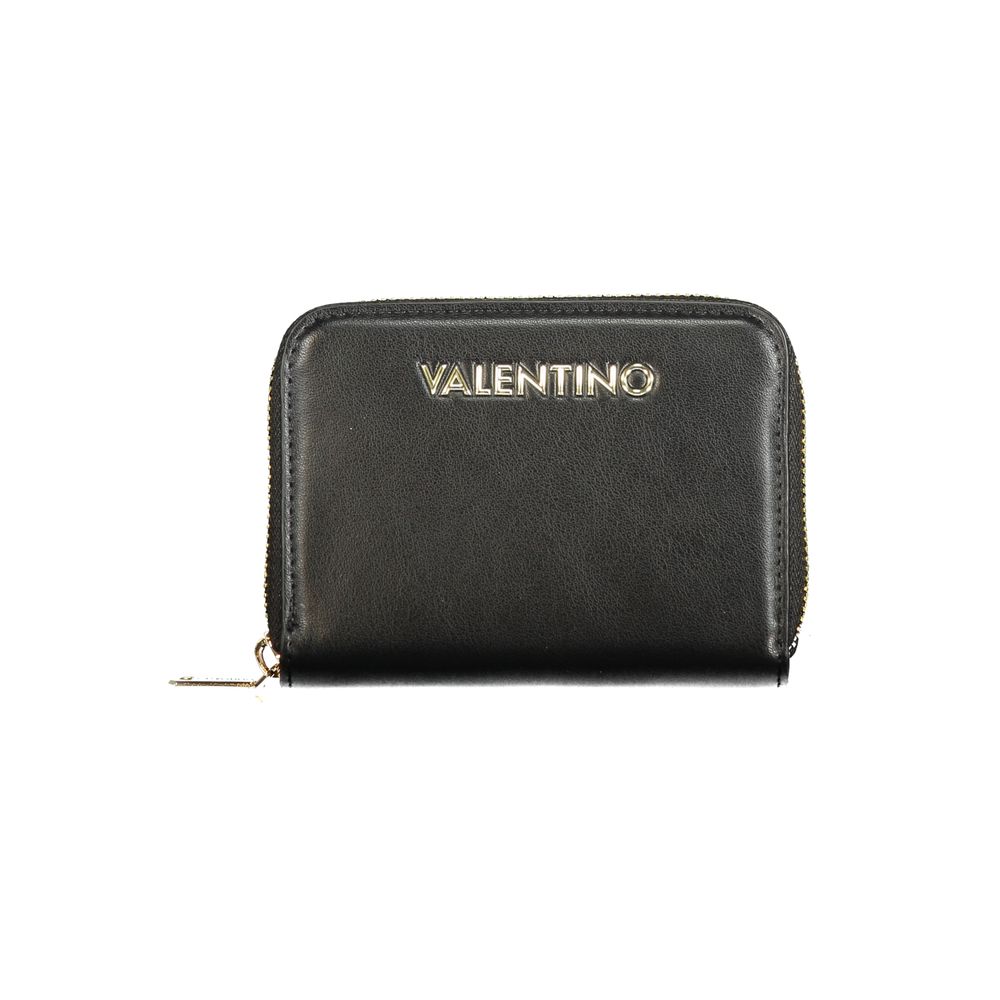 Nero Poliuretano Womens Wallet with Zip Closure and Card Spaces