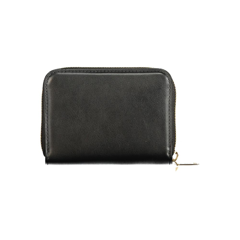 Nero Poliuretano Womens Wallet with Zip Closure and Card Spaces