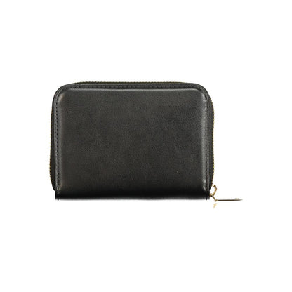 Nero Poliuretano Womens Wallet with Zip Closure and Card Spaces
