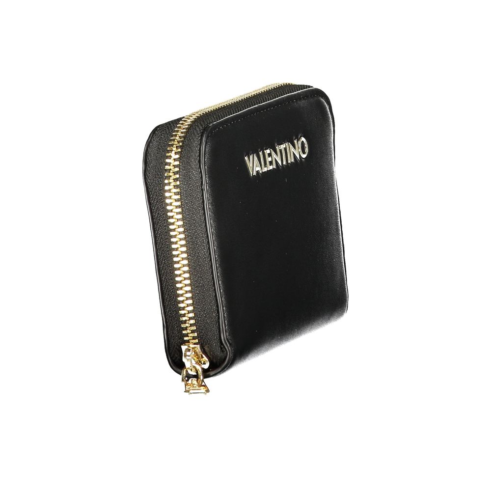 Nero Poliuretano Womens Wallet with Zip Closure and Card Spaces