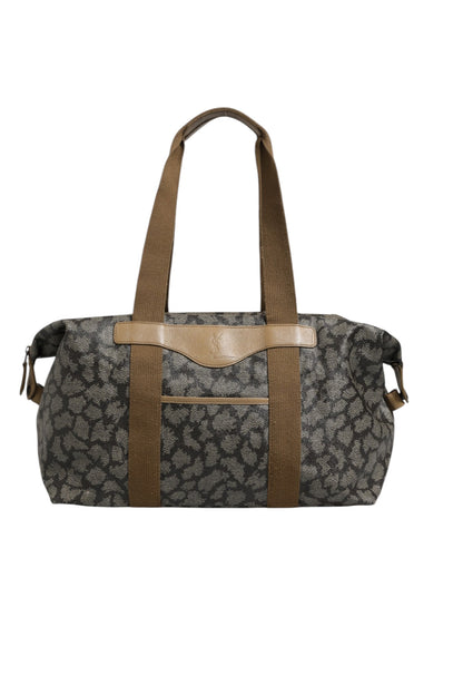 Green and Brown Pattern Canvas Duffel Bag