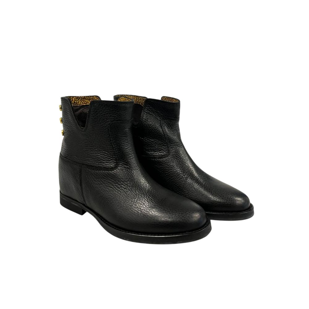 Black Leather Women Boot