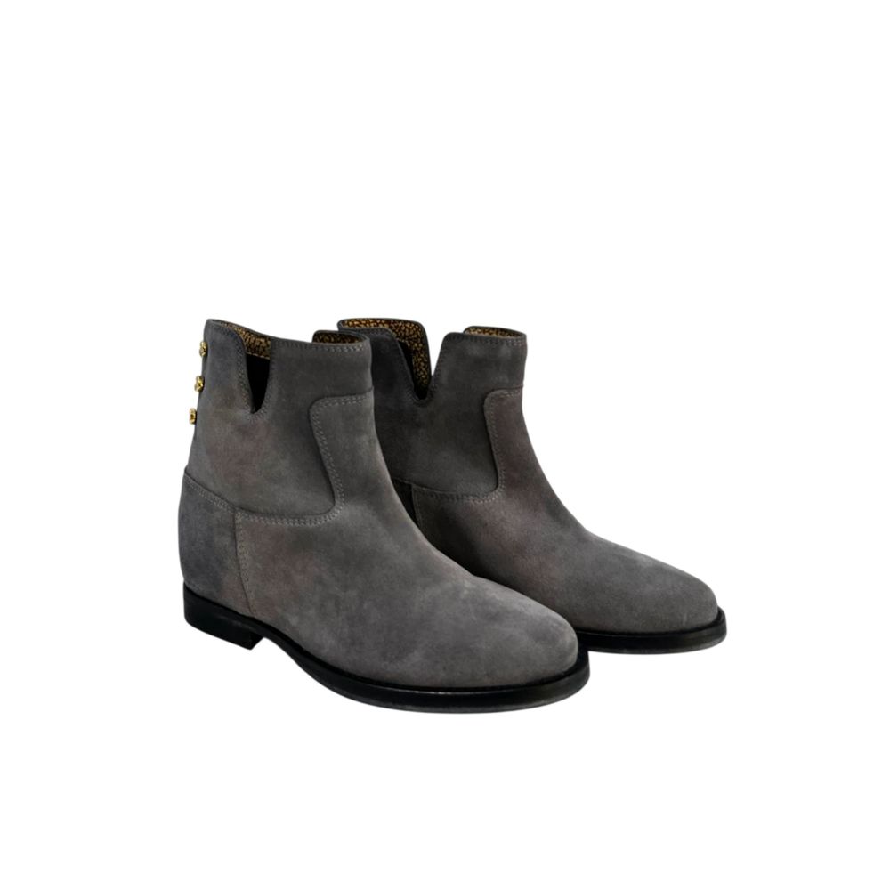 Grey Leather Women Boot