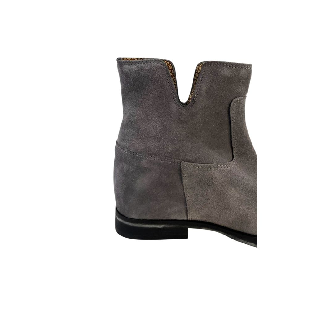 Grey Leather Women Boot