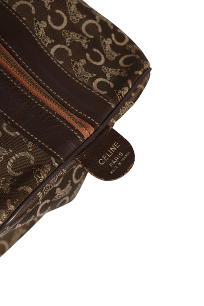 Dark brown and Gold logo duffel
