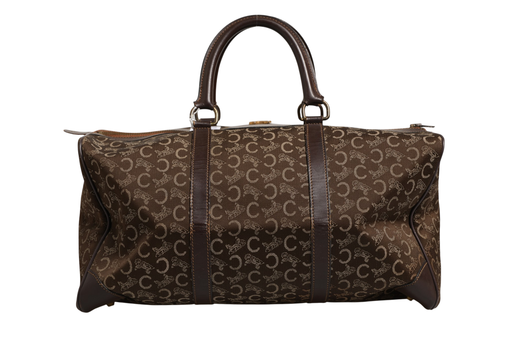 Dark brown and Gold logo duffel
