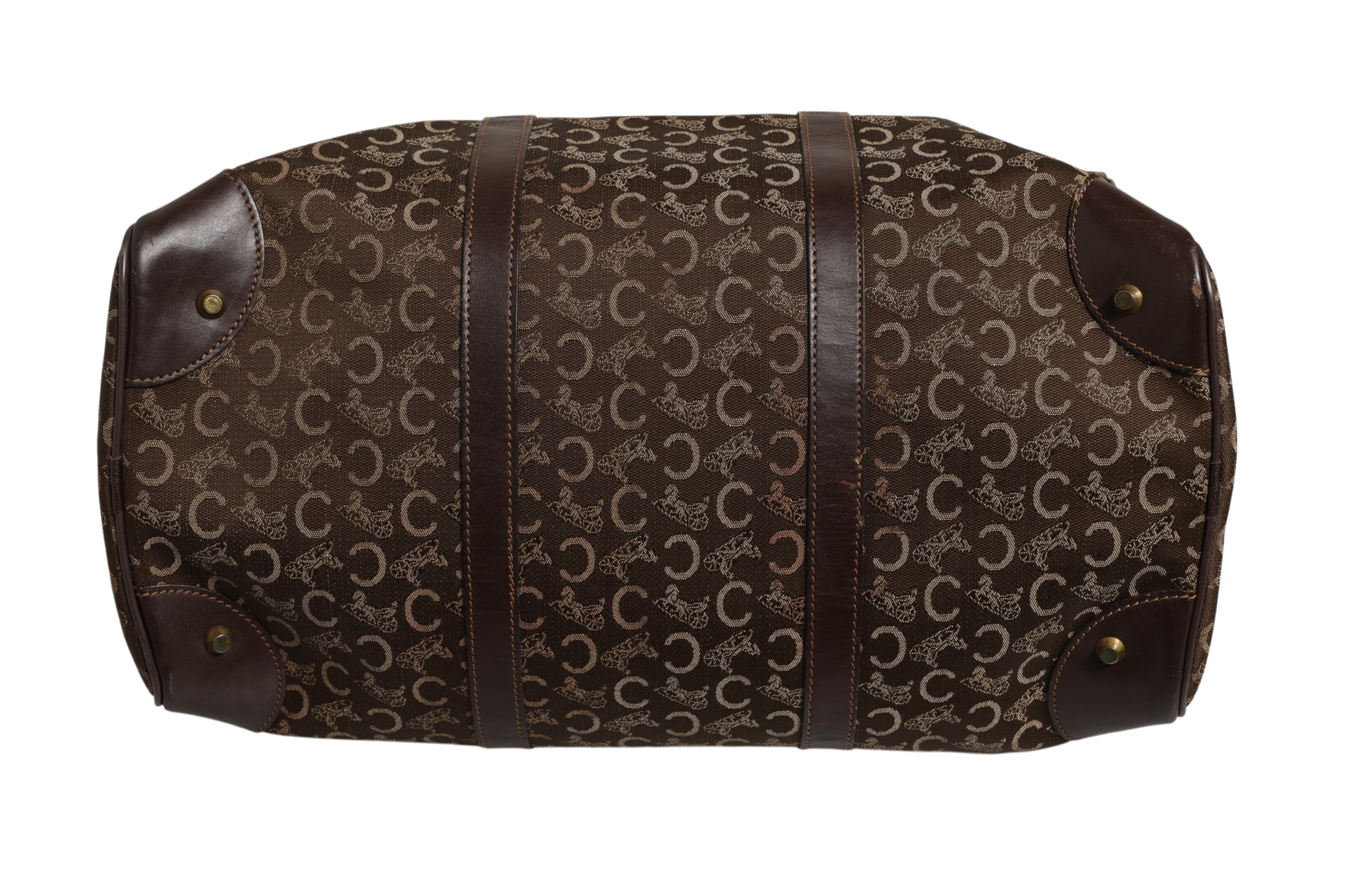 Dark brown and Gold logo duffel
