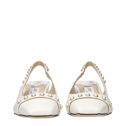 White Leather Flat Sandals