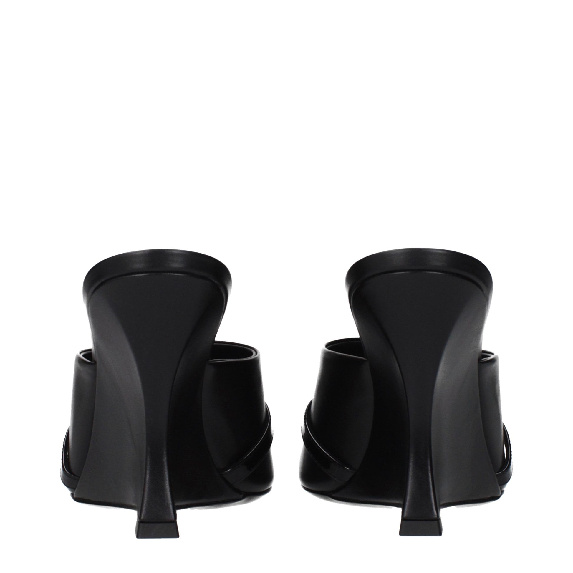 Black Leather Wedge Sandals
