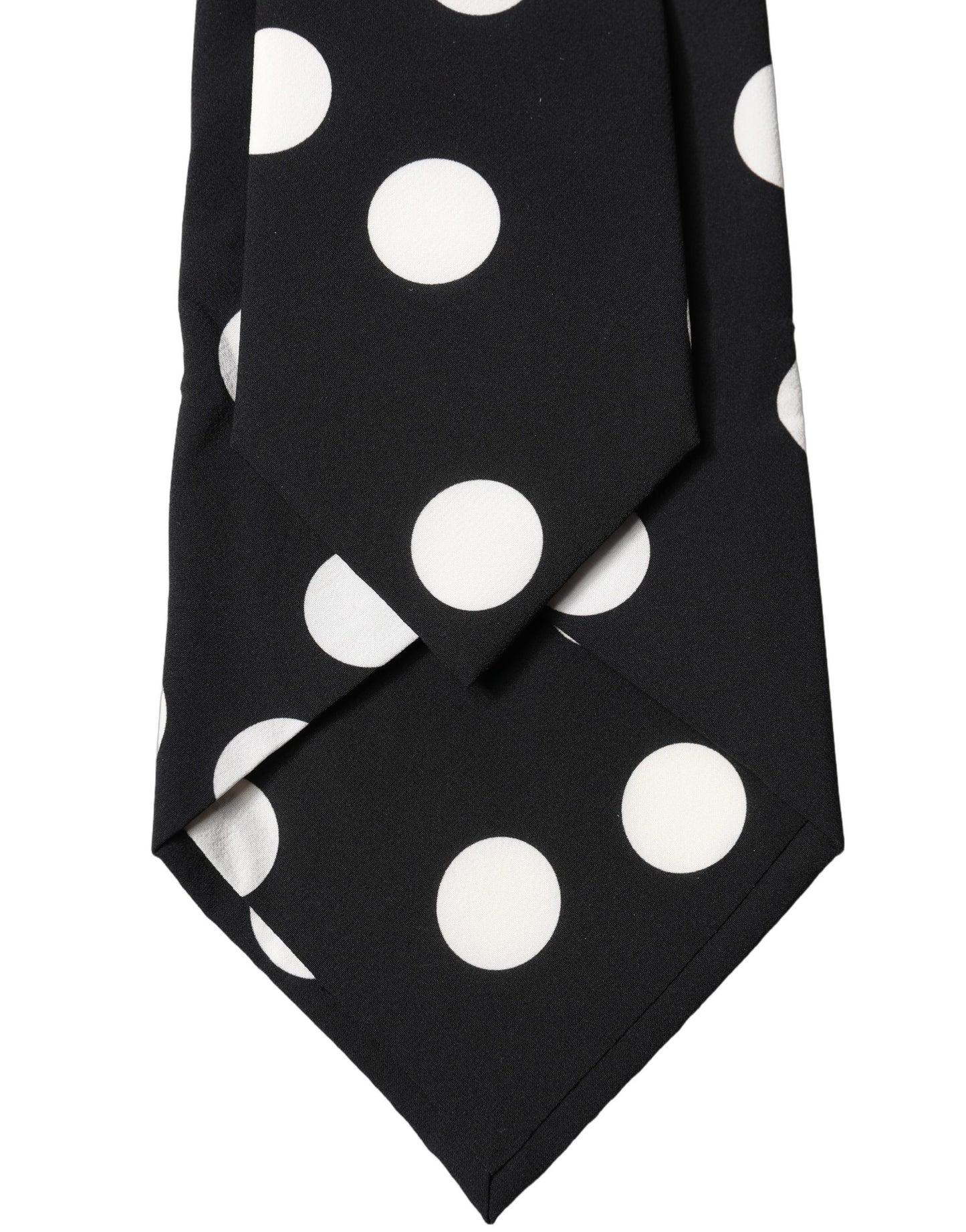 Black White Polka Dot Silk Adjustable Women Necktie Tie